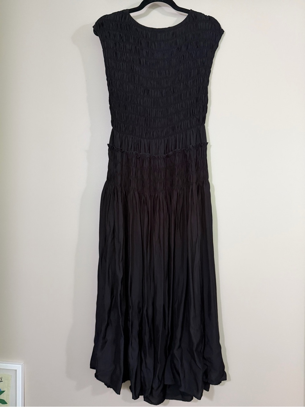 NWT! J.CREW "Maude" Black Smocked Midi Dress, sz M - Picture 6 of 7